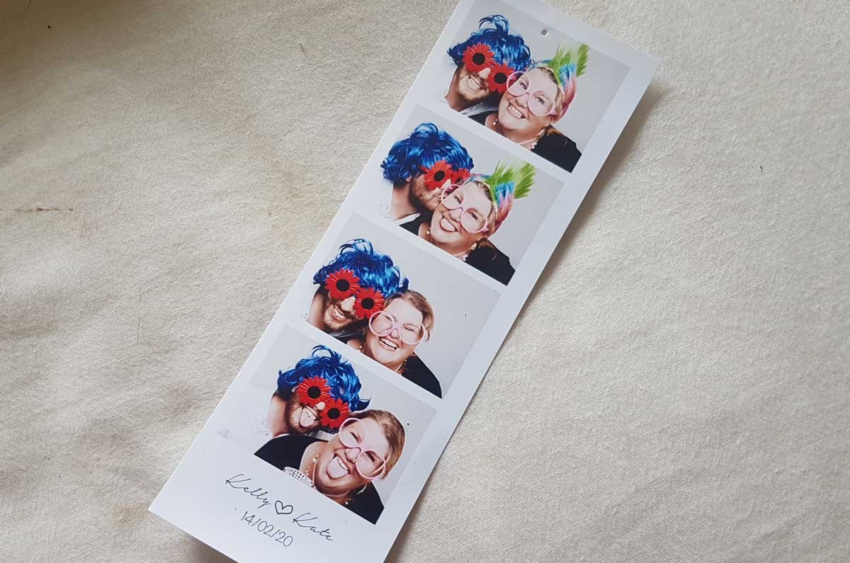 a photo booth photo from a wedding