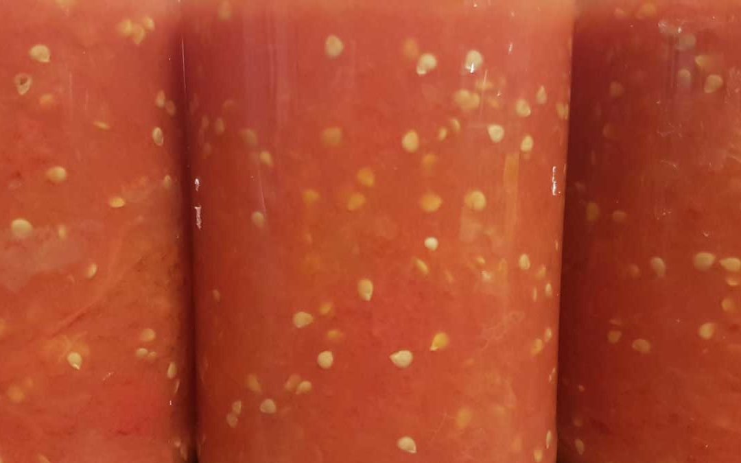 Jars of plain canned tomatoes