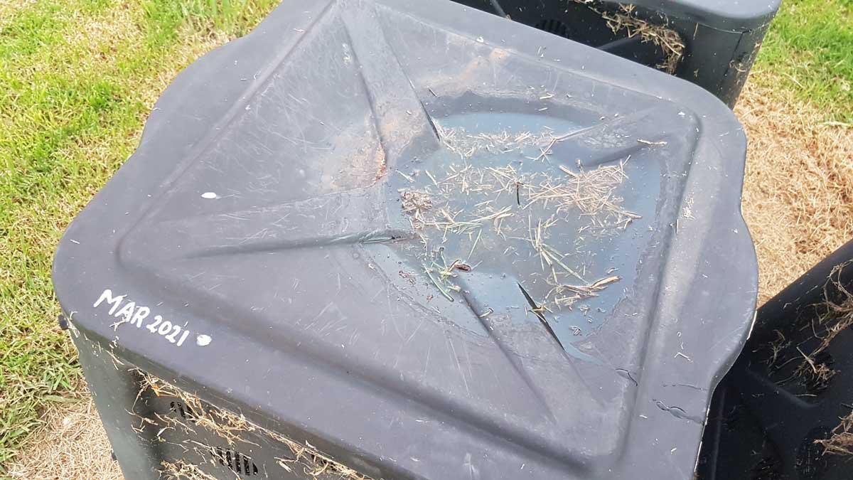 Compost bin containing the humanure