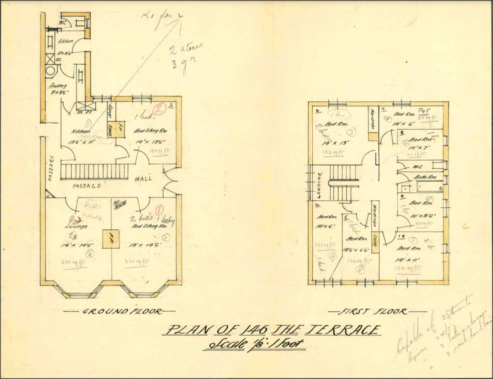 Layout of the boarding house at 146 The Terrace
