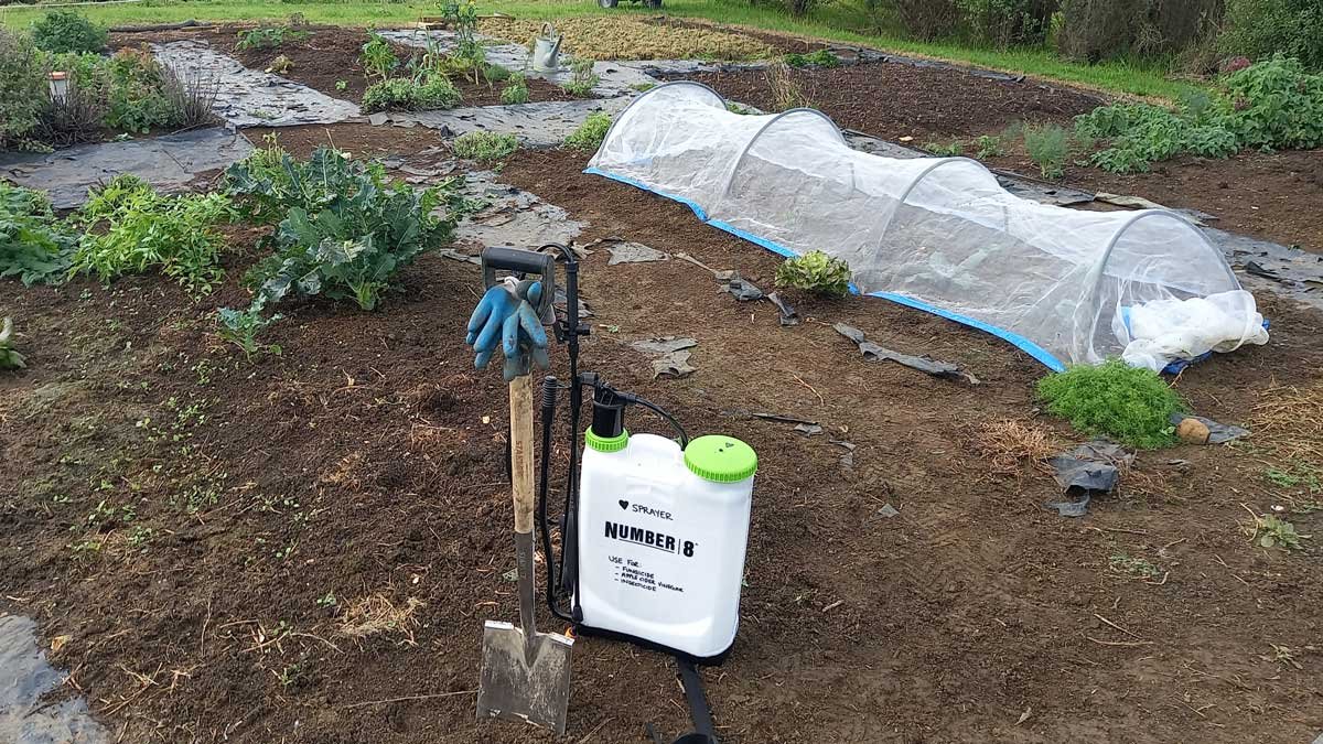 Gardening equipment in the garden