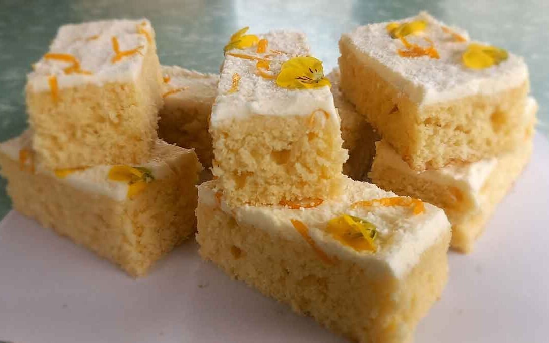 Pieces of coconut slice.