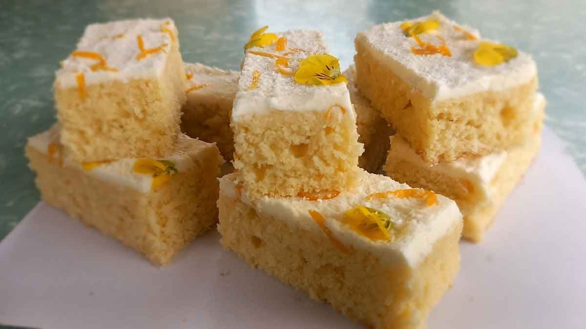 Pieces of coconut slice.