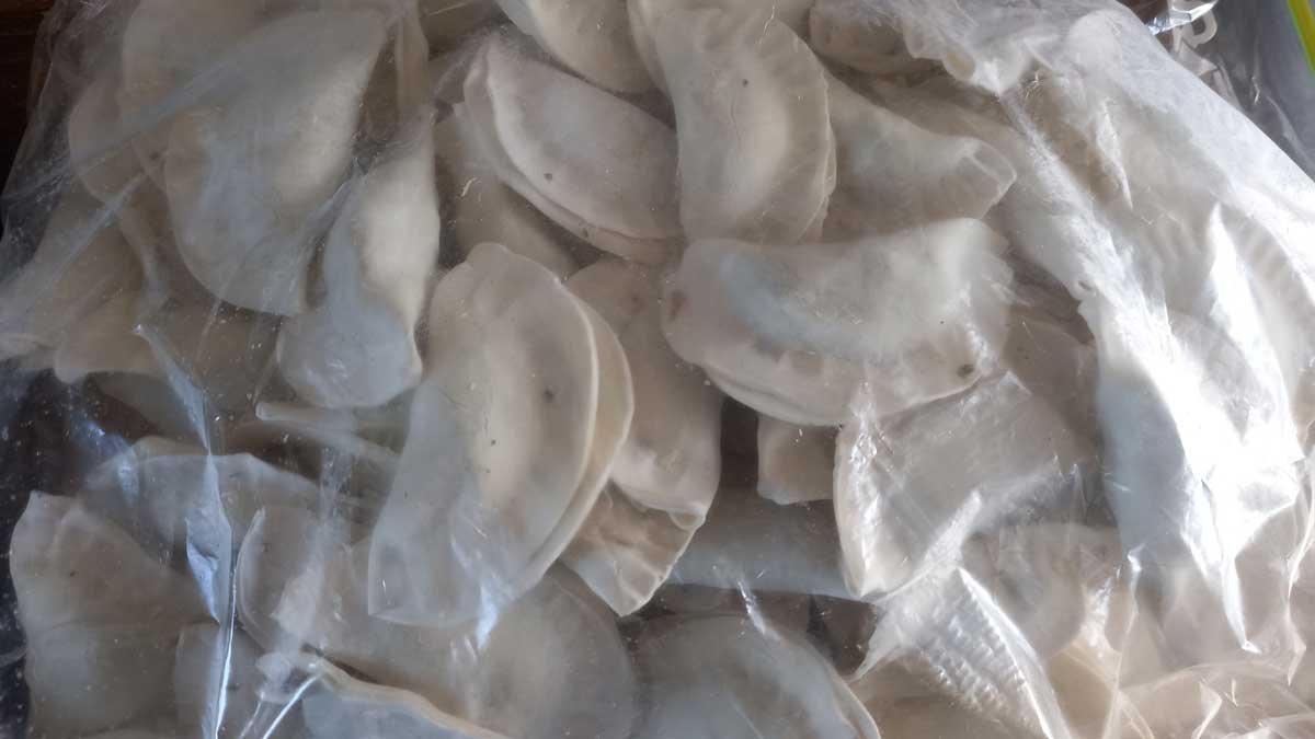 A bag of frozen dumplings