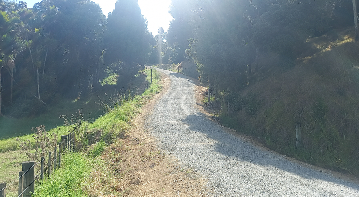 Looking up the driveway after work was completed.