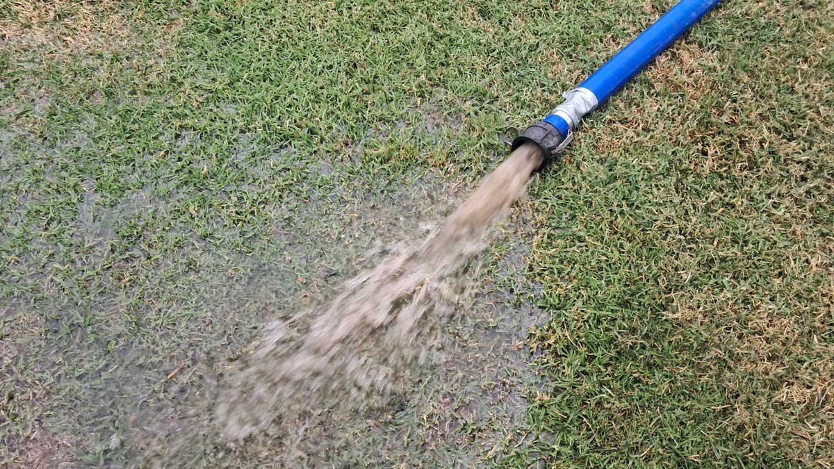 Visibly brown water being pumped from the water tank.