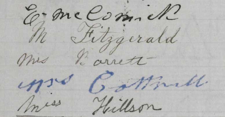 Part of New Zealand's Women's Suffrage Petition showing the signature of Mrs Barrett.