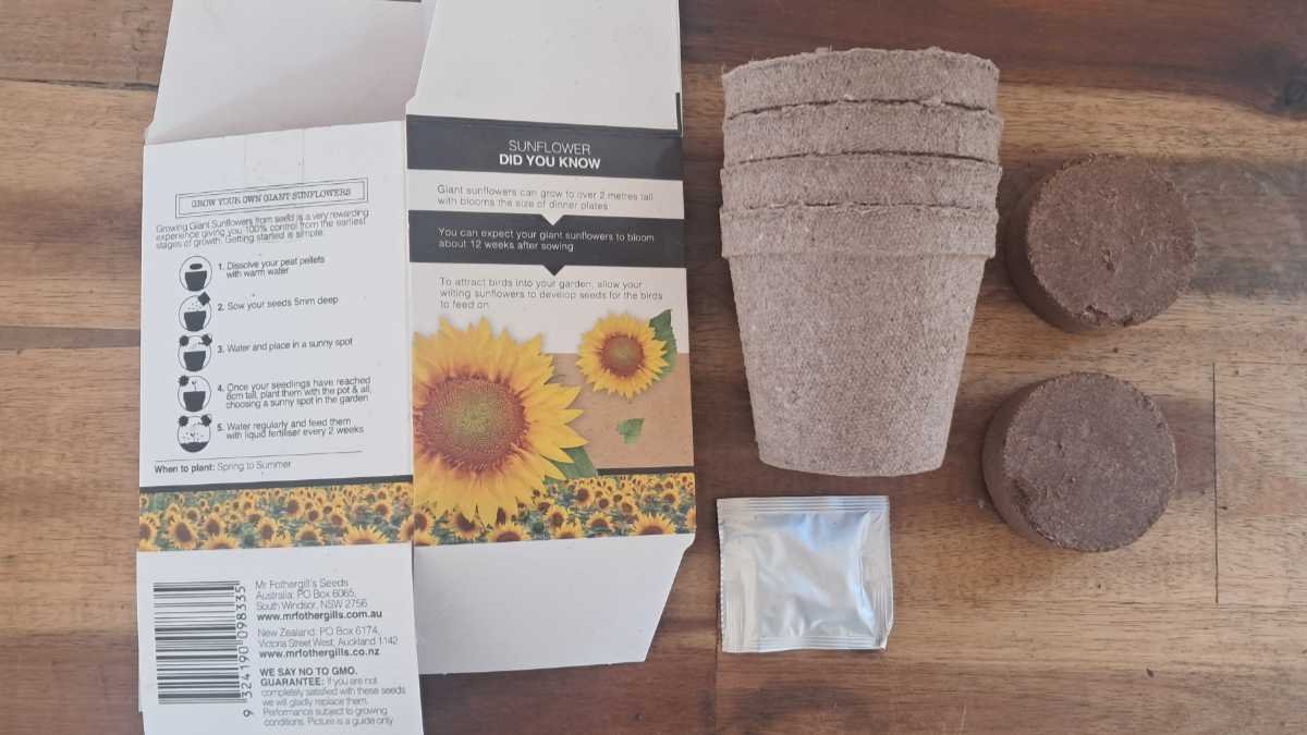 Items inside Mr. Forthergill's Sunflowers Giant All-in-One growing kit. Items inside Mr. Forthergill's Sunflowers Giant All-in-One growing kit.
